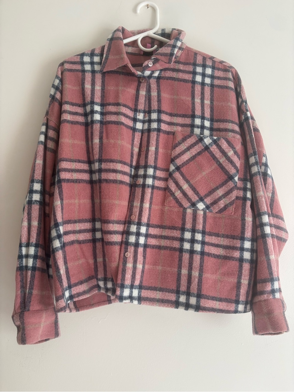 miami Pink Plaid Button-Down Fleece Shirt - Picture 1 of 8